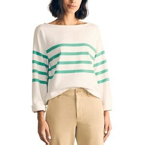 Faherty Sport Jersey Long-sleeve T-shirt In Green Cape May Stripe M
